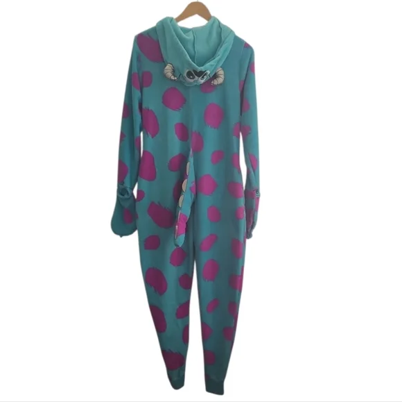 Disney Monsters Inc Sully Adult Onesie Pajamas Costume Blue Purple S/M Cosplay - Picture 2 of 16